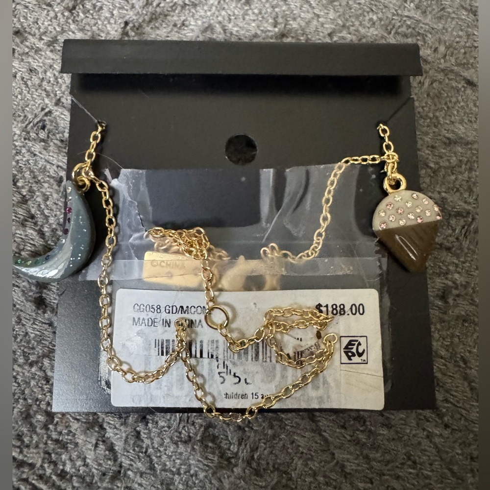Coach Moon & Flower Charm Necklace - New with Tags 🌺 🌙 - Picture 4 of 4